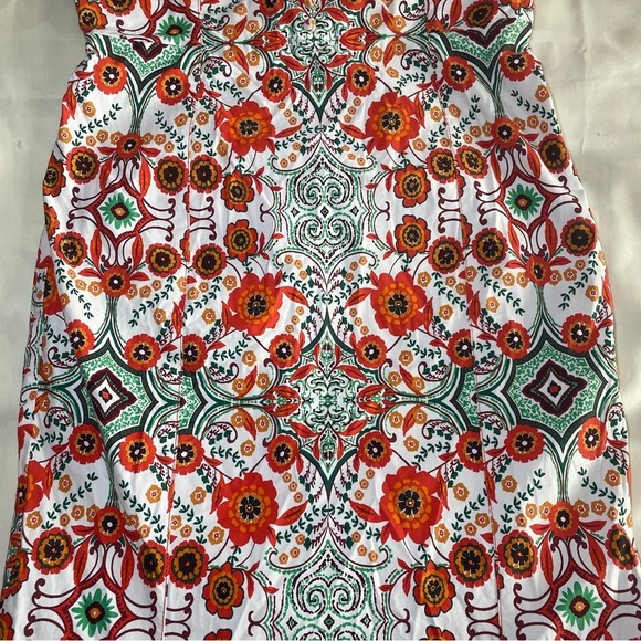 NEW! Anthropologie- The Cecily Sweetheart Dress Women’s Size M Orange Motif - Picture 4 of 11